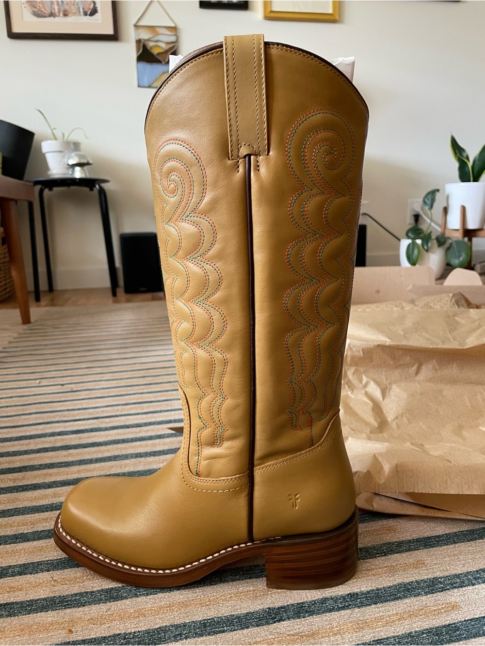 Frye Campus Deco Stitch Leather Knee-High Boots in Banana - Picture 6 of 12